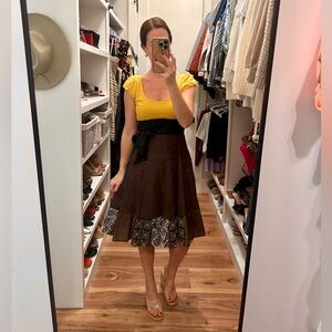 Lithe Chic A-Line Belted Dress with Black Details